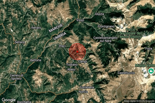 Terremoto 20:38:49 M2.3 epicentro “3 km E Preci (PG)” Terremoto 20:38:49 M2.3 epicentro “3 km E Preci (PG)”