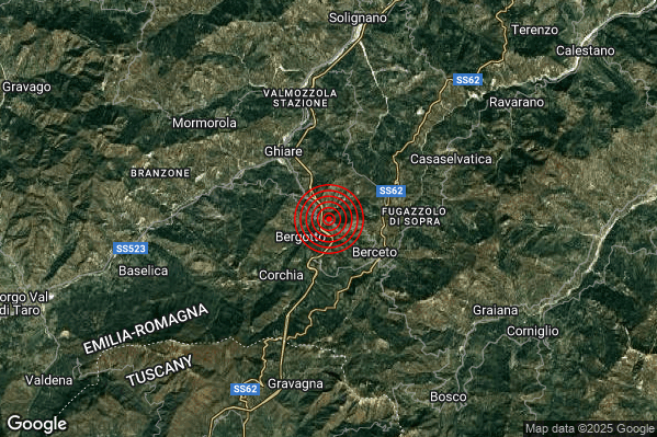Terremoto 04:03:08 M2.4 epicentro “3 km NW Berceto (PR)” Terremoto 04:03:08 M2.4 epicentro “3 km NW Berceto (PR)”