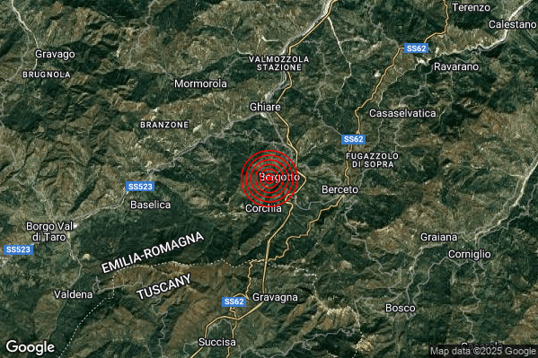 Terremoto 04:11:40 M2.0 epicentro “4 km W Berceto (PR)” Terremoto 04:11:40 M2.0 epicentro “4 km W Berceto (PR)”