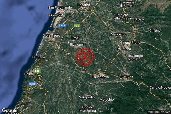 Terremoto 06:40:09 M2.0 epicentro “3 km SE Rizziconi (RC)” Terremoto 06:40:09 M2.0 epicentro “3 km SE Rizziconi (RC)”