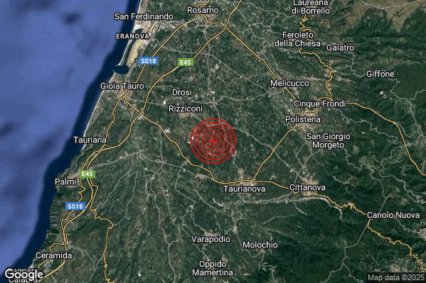 Terremoto 09:31:33 M2.1 epicentro “4 km SE Rizziconi (RC)” Terremoto 09:31:33 M2.1 epicentro “4 km SE Rizziconi (RC)”