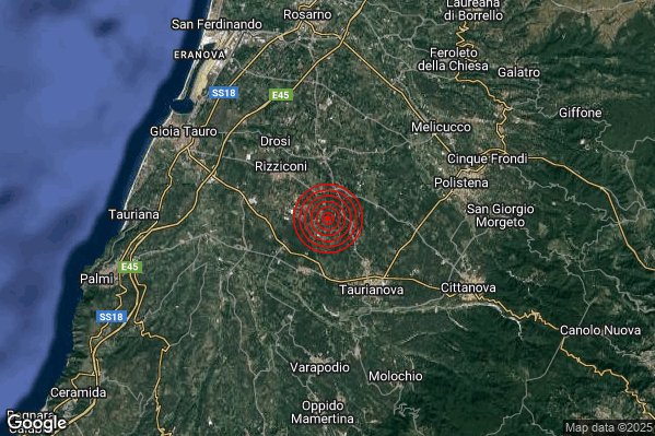 Terremoto 14:46:11 M2.1 epicentro “4 km SE Rizziconi (RC)” Terremoto 14:46:11 M2.1 epicentro “4 km SE Rizziconi (RC)”