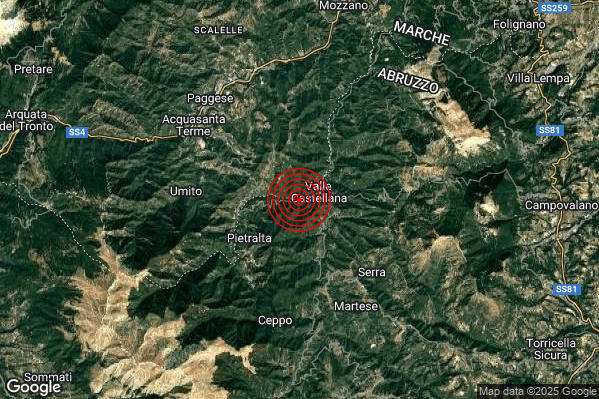 Terremoto 03:18:39 M2.2 epicentro “1 km W Valle Castellana (TE)” Terremoto 03:18:39 M2.2 epicentro “1 km W Valle Castellana (TE)”