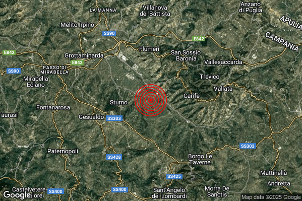 Terremoto 19:29:30 M2.2 epicentro “3 km E Sturno (AV)” Terremoto 19:29:30 M2.2 epicentro “3 km E Sturno (AV)”