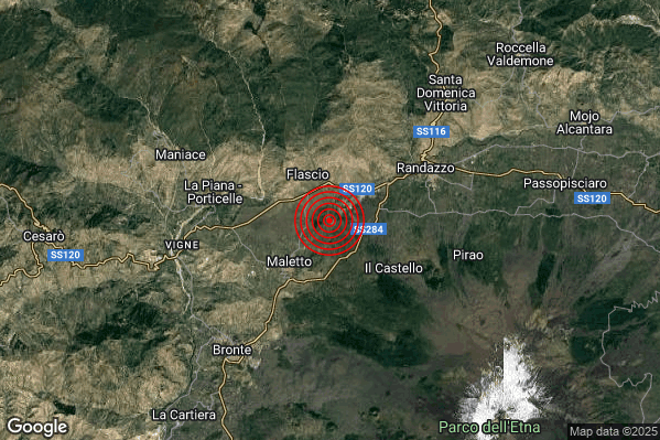 Terremoto 01:38:05 M2.0 epicentro “3 km NE Maletto (CT)” Terremoto 01:38:05 M2.0 epicentro “3 km NE Maletto (CT)”