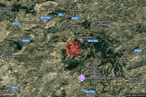 Terremoto 17:25:22 M2.2 epicentro “8 km NW Piazza Armerina (EN)” Terremoto 17:25:22 M2.2 epicentro “8 km NW Piazza Armerina (EN)”