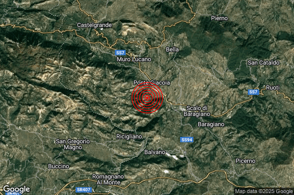 Terremoto 13:25:15 M3.0 epicentro “5 km NE Ricigliano (SA)” Terremoto 13:25:15 M3.0 epicentro “5 km NE Ricigliano (SA)”
