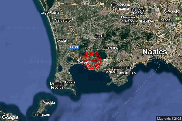 Terremoto 05:00:39 M2.0 epicentro “Campi Flegrei” Terremoto 05:00:39 M2.0 epicentro “Campi Flegrei”