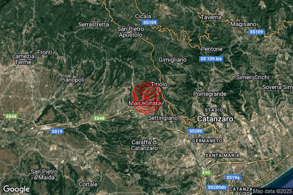 Terremoto 11:26:37 M2.3 epicentro “Marcellinara (CZ)” Terremoto 11:26:37 M2.3 epicentro “Marcellinara (CZ)”