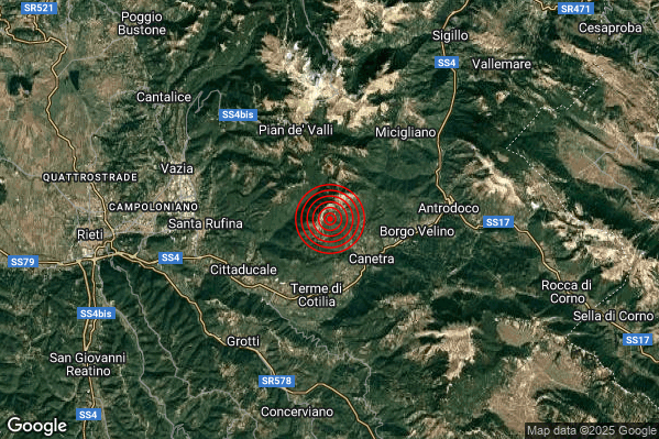 Lieve Terremoto M2.0 epicentro 3 km NW Castel Sant'Angelo (RI) alle 09:58:46 (07:58:46 UTC)