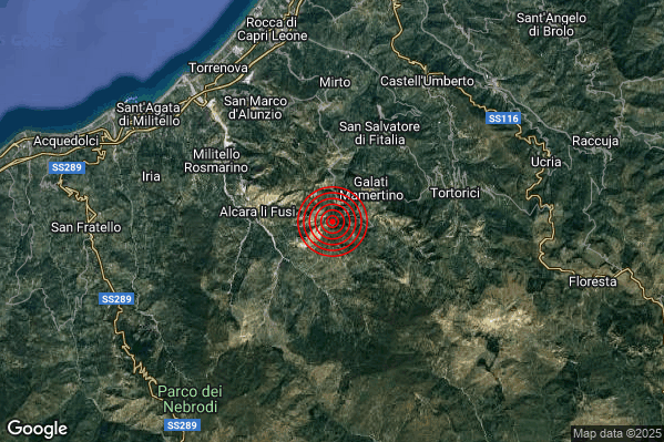 Terremoto 21:50:11 M2.5 epicentro “1 km SW Longi (ME)” Terremoto 21:50:11 M2.5 epicentro “1 km SW Longi (ME)”