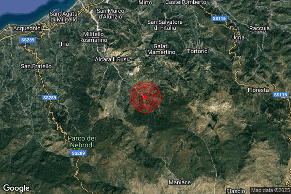 Terremoto 07:14:42 M2.7 epicentro “5 km S Longi (ME)” Terremoto 07:14:42 M2.7 epicentro “5 km S Longi (ME)”