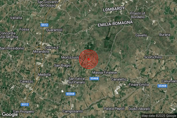 Terremoto 09:43:21 M3.6 epicentro “5 km NE San Felice sul Panaro (MO)” Terremoto 09:43:21 M3.6 epicentro “5 km NE San Felice sul Panaro (MO)”