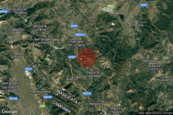 Terremoto 01:30:20 M2.4 epicentro “3 km NW Sasso di Castalda (PZ)” Terremoto 01:30:20 M2.4 epicentro “3 km NW Sasso di Castalda (PZ)”