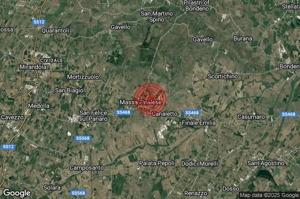 Terremoto 15:20:22 M2.0 epicentro “6 km W Finale Emilia (MO)” Terremoto 15:20:22 M2.0 epicentro “6 km W Finale Emilia (MO)”