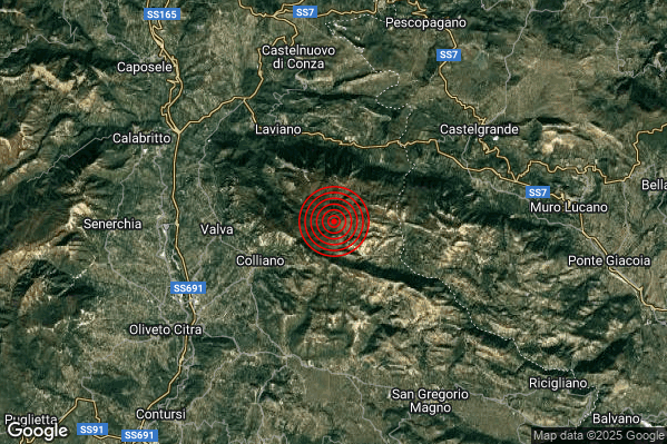 Terremoto 16:43:49 M2.4 epicentro “4 km E Colliano (SA)” Terremoto 16:43:49 M2.4 epicentro “4 km E Colliano (SA)”