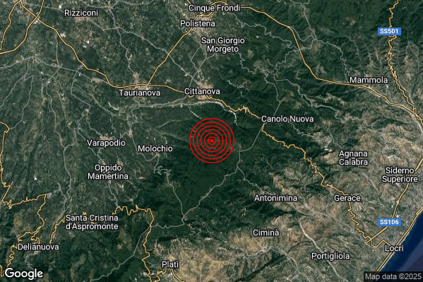 Terremoto 20:53:52 M2.2 epicentro “5 km S Cittanova (RC)” Terremoto 20:53:52 M2.2 epicentro “5 km S Cittanova (RC)”