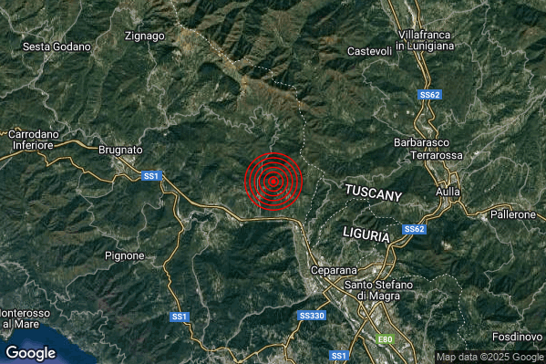 Terremoto 05:41:16 M2.0 epicentro “3 km S Calice al Cornoviglio (SP)” Terremoto 05:41:16 M2.0 epicentro “3 km S Calice al Cornoviglio (SP)”
