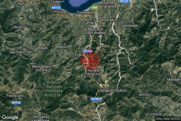Terremoto 17:56:06 M2.9 epicentro “2 km NW Novara di Sicilia (ME)” Terremoto 17:56:06 M2.9 epicentro “2 km NW Novara di Sicilia (ME)”