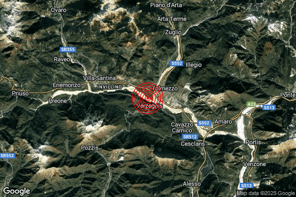 Terremoto 22:52:26 M3.3 epicentro “1 km NW Verzegnis (UD)” Terremoto 22:52:26 M3.3 epicentro “1 km NW Verzegnis (UD)”