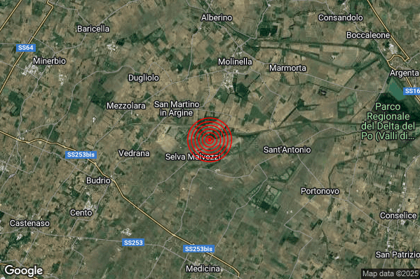 Terremoto 08:02:11 M2.0 epicentro “6 km SW Molinella (BO)” Terremoto 08:02:11 M2.0 epicentro “6 km SW Molinella (BO)”