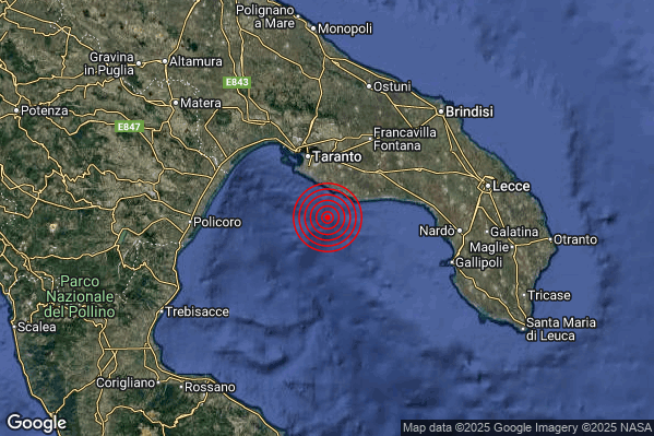 Terremoto 13:04:39 M2.2 epicentro “Golfo di Taranto (Taranto)” Terremoto 13:04:39 M2.2 epicentro “Golfo di Taranto (Taranto)”