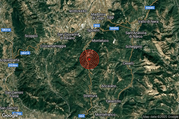 Terremoto 03:55:42 M2.3 epicentro “5 km S Spoleto (PG)” Terremoto 03:55:42 M2.3 epicentro “5 km S Spoleto (PG)”