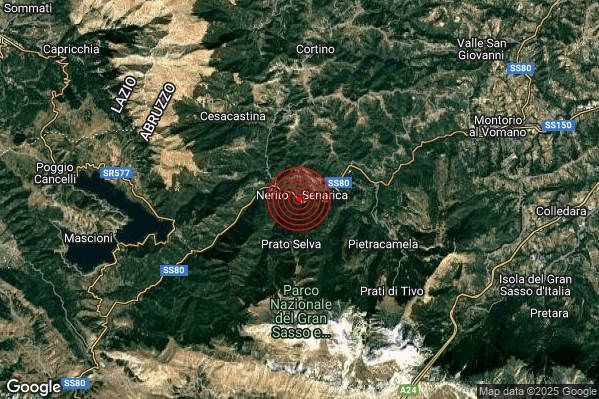 Terremoto 15:23:24 M2.9 epicentro “1 km E Crognaleto (TE)” Terremoto 15:23:24 M2.9 epicentro “1 km E Crognaleto (TE)”