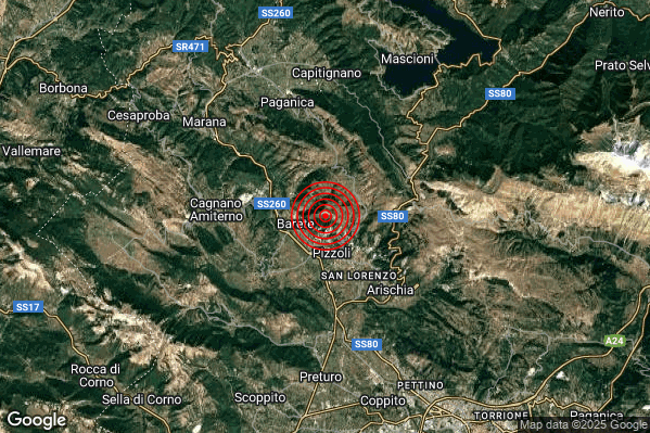 Terremoto 18:16:37 M2.8 epicentro “1 km E Barete (AQ)” Terremoto 18:16:37 M2.8 epicentro “1 km E Barete (AQ)”