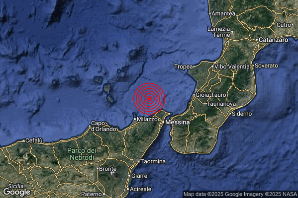 Terremoto 02:27:14 M2.4 epicentro “Costa Siciliana nord-orientale (Messina)” Terremoto 02:27:14 M2.4 epicentro “Costa Siciliana nord-orientale (Messina)”