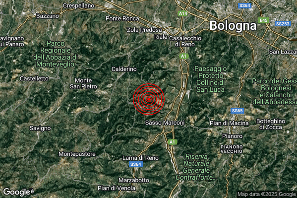 Terremoto 06:22:08 M2.3 epicentro “3 km NW Sasso Marconi (BO)” Terremoto 06:22:08 M2.3 epicentro “3 km NW Sasso Marconi (BO)”