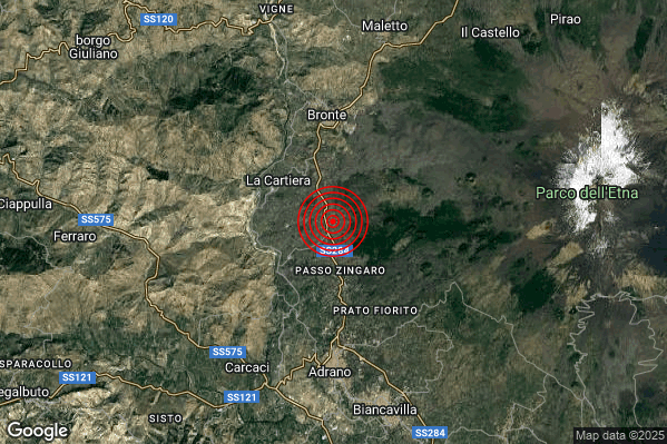 Terremoto 04:03:22 M2.1 epicentro “6 km S Bronte (CT)” Terremoto 04:03:22 M2.1 epicentro “6 km S Bronte (CT)”