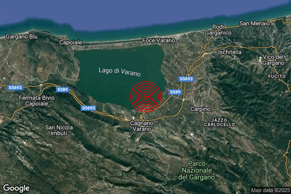 Terremoto 22:32:32 M2.7 epicentro “3 km N Cagnano Varano (FG)” Terremoto 22:32:32 M2.7 epicentro “3 km N Cagnano Varano (FG)”