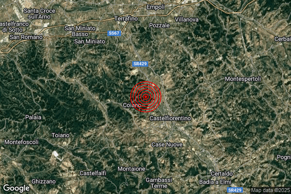 Terremoto 00:16:39 M2.2 epicentro “4 km NW Castelfiorentino (FI)” Terremoto 00:16:39 M2.2 epicentro “4 km NW Castelfiorentino (FI)”