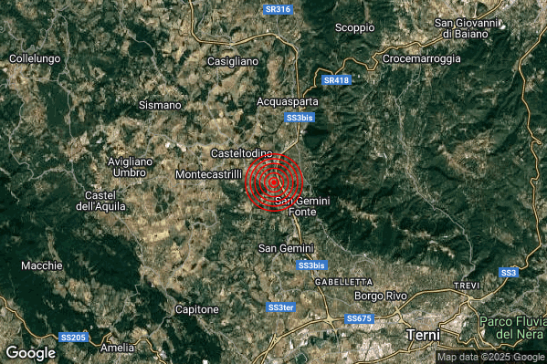 Terremoto 18:23:14 M2.0 epicentro “4 km N San Gemini (TR)” Terremoto 18:23:14 M2.0 epicentro “4 km N San Gemini (TR)”