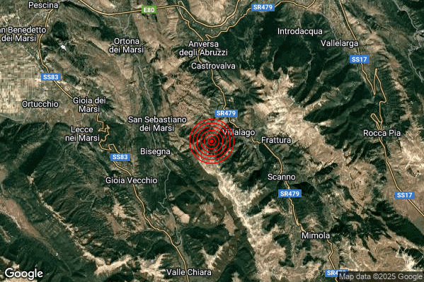 Terremoto 23:56:44 M3.1 epicentro “2 km W Villalago (AQ)” Terremoto 23:56:44 M3.1 epicentro “2 km W Villalago (AQ)”