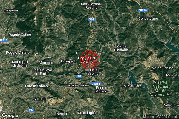 Terremoto 11:15:34 M2.2 epicentro “Poggio San Lorenzo (RI)”