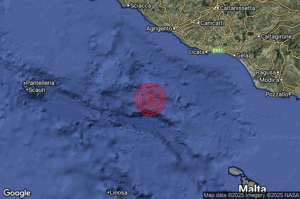 Terremoto 09:50:17 M3.3 epicentro “Canale di Sicilia meridionale (MARE)”