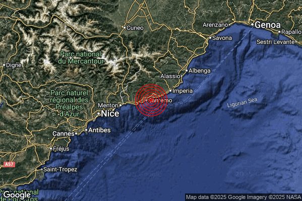 Terremoto 06:41:28 M2.3 epicentro “Costa Ligure Occidentale (Imperia)” Terremoto 06:41:28 M2.3 epicentro “Costa Ligure Occidentale (Imperia)”