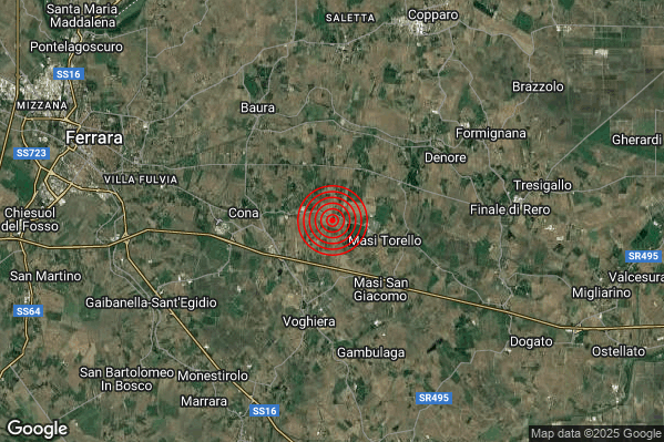 Terremoto 03:51:31 M2.0 epicentro “3 km W Masi Torello (FE)” Terremoto 03:51:31 M2.0 epicentro “3 km W Masi Torello (FE)”