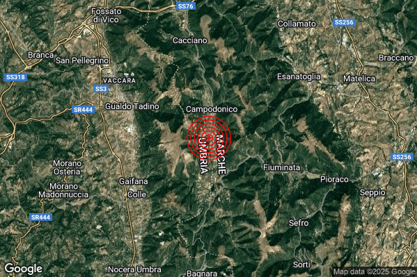Terremoto 23:45:49 M2.0 epicentro “6 km W Fiuminata (MC)” Terremoto 23:45:49 M2.0 epicentro “6 km W Fiuminata (MC)”