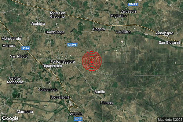 Terremoto 02:21:54 M2.0 epicentro “5 km E Portomaggiore (FE)” Terremoto 02:21:54 M2.0 epicentro “5 km E Portomaggiore (FE)”