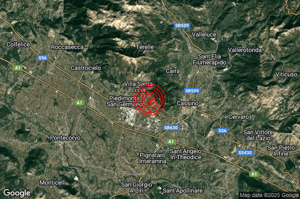 Terremoto 06:03:21 M3.0 epicentro “2 km SE Villa Santa Lucia (FR)” Terremoto 06:03:21 M3.0 epicentro “2 km SE Villa Santa Lucia (FR)”