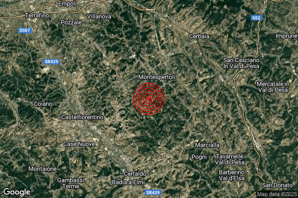 Terremoto 08:01:11 M2.4 epicentro “3 km SW Montespertoli (FI)” Terremoto 08:01:11 M2.4 epicentro “3 km SW Montespertoli (FI)”