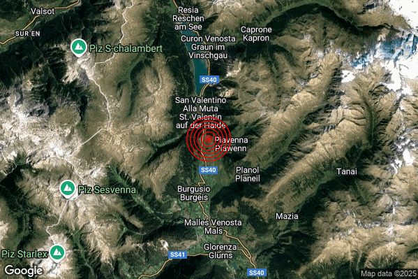 Terremoto 10:01:08 M2.3 epicentro “6 km N Malles Venosta (BZ)” Terremoto 10:01:08 M2.3 epicentro “6 km N Malles Venosta (BZ)”