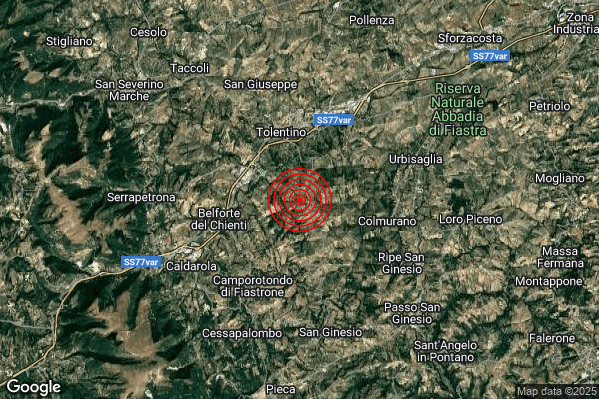 Terremoto 20:40:48 M2.2 epicentro “4 km S Tolentino (MC)” Terremoto 20:40:48 M2.2 epicentro “4 km S Tolentino (MC)”