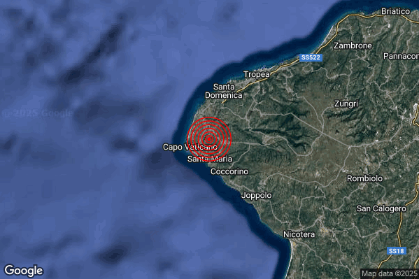 Terremoto 23:17:08 M2.1 epicentro “1 km W Ricadi (VV)” Terremoto 23:17:08 M2.1 epicentro “1 km W Ricadi (VV)”