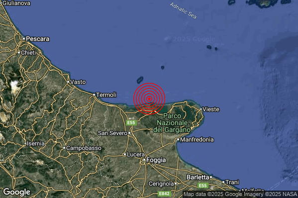 Terremoto 14:48:30 M2.5 epicentro “Costa Garganica (Foggia)” Terremoto 14:48:30 M2.5 epicentro “Costa Garganica (Foggia)”
