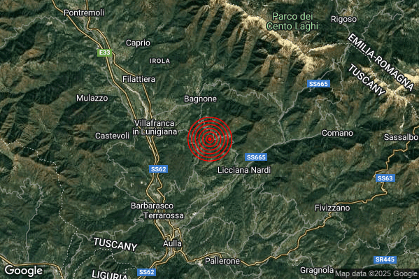 Terremoto 03:51:39 M2.6 epicentro “3 km S Bagnone (MS)” Terremoto 03:51:39 M2.6 epicentro “3 km S Bagnone (MS)”