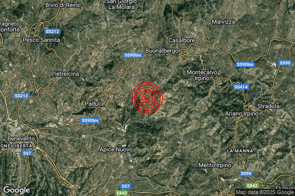 Lieve Terremoto M2.2 epicentro 2 km E Sant'Arcangelo Trimonte (BN) alle 04:33:56 (02:33:56 UTC)
